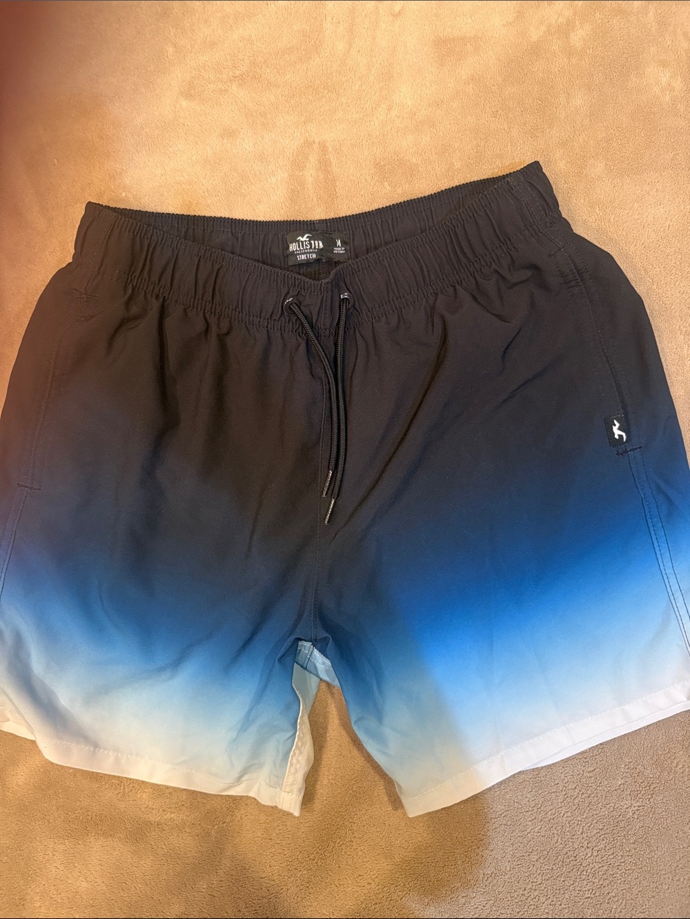 Hollister Men's Black Navy to White Ombre Swim Trunks